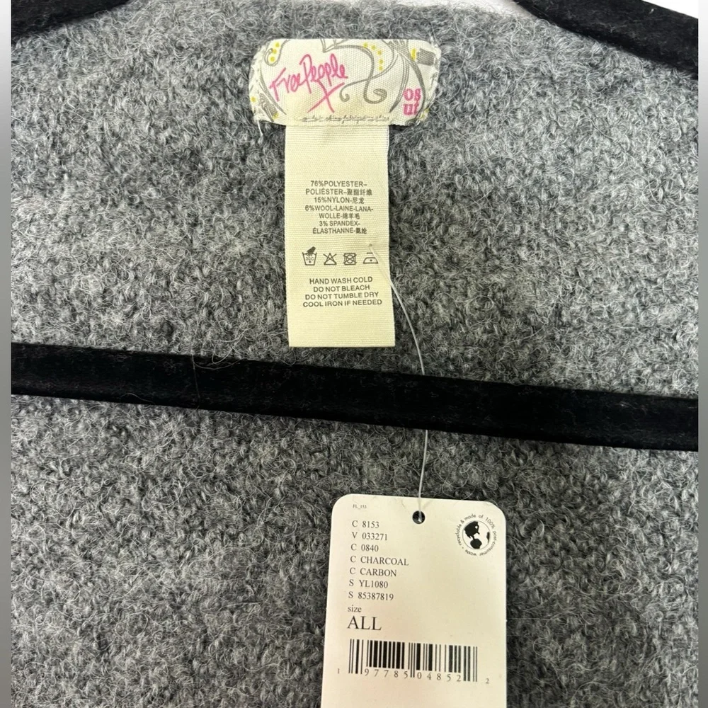 NEW Free People Prima Donna Knit Wool Blend Cropped Bolero Romantic Charcoal OS - Picture 4 of 7